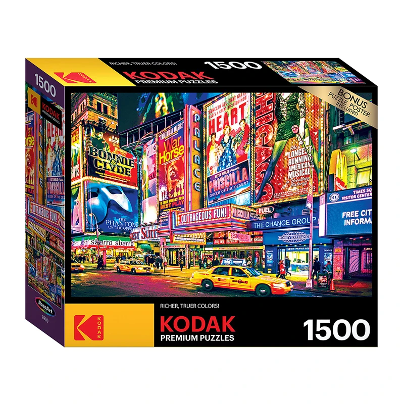 KODAK PREMIUM Broadway, NYC – 1500 Piece Jigsaw Puzzle by RoseArt – Finished Size 58.4 × 83.8 cm – Ages 10+